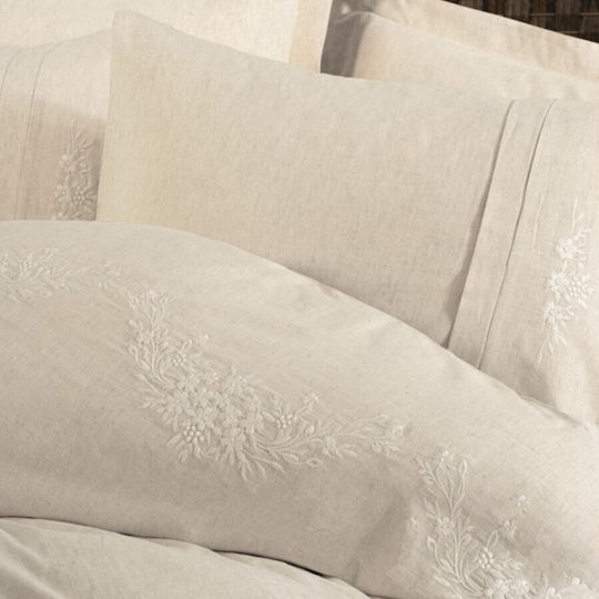 Cottonbox Cottonbox Duvet Cover Set 200x220cm Double with 4 Pillowcases and 1 Bed Sheet Beige