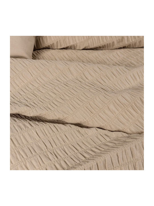 Cottonbox Set Husă de Pilotă Dublă cu 2 Fețe de Pernă & 1 Cearsaf 200x220 Beige Salmon