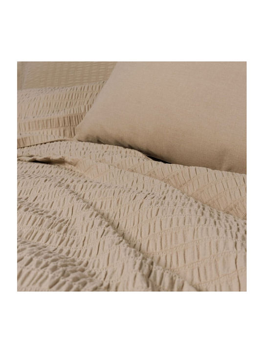 Cottonbox Set Husă de Pilotă Dublă cu 2 Fețe de Pernă & 1 Cearsaf 200x220 Beige Salmon