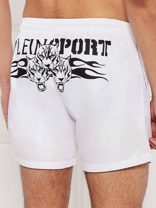 Plein Sport Costum De Baie Bărbați Bermude Albe Plein Sport Costum De Baie Bărbați Bermude Albe