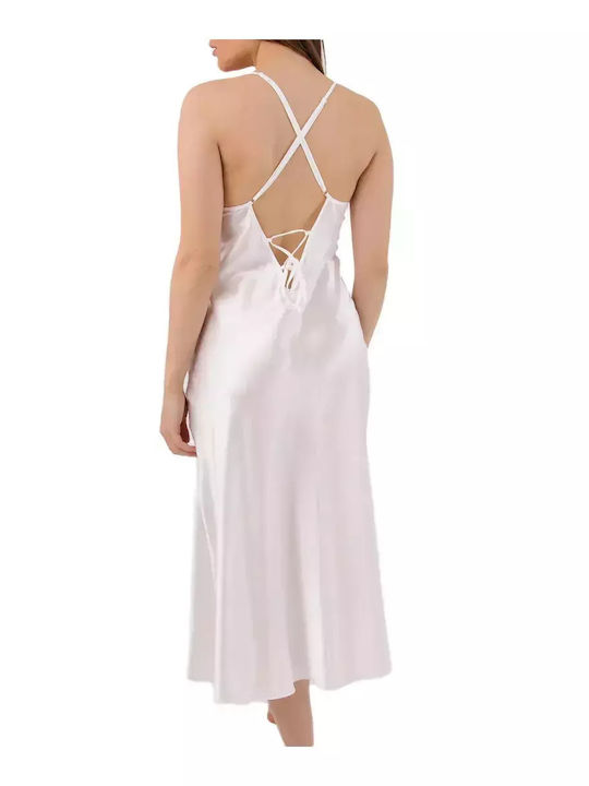 FMS Sommer Braut Damen Bademantel mit Nachthemd Weiß BT915-Weiß