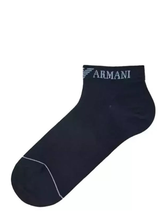 Emporio Armani Men’s Socks Ankle Full Logo Triple Pack Armani Blue-armani