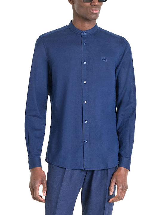 Toledo Long-sleeved Linen Shirt Blue