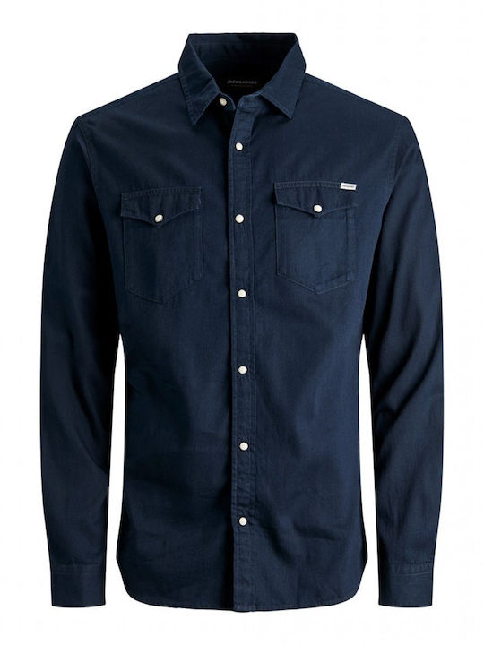 Long-sleeved Denim Shirt Blue Navy