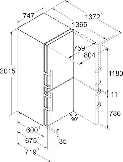 Liebherr Combină frigorifică 474lt NoFrost Î201.5xL74.7xA67.5cm. Inox CBNsda 775i