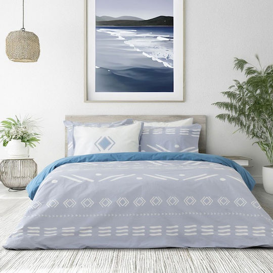 Nima Raiza Coverlet Queen Size Cotton Grey, Blue 220x240cm
