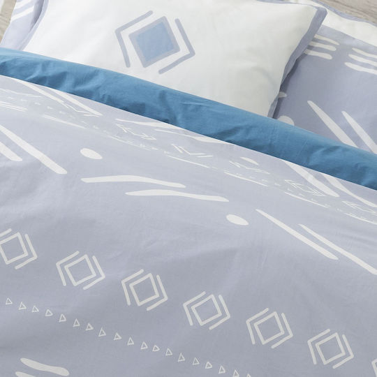Nima Raiza Coverlet Queen Size Cotton Grey, Blue 220x240cm