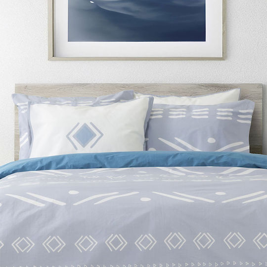 Nima Raiza Coverlet Queen Size Cotton Grey, Blue 220x240cm