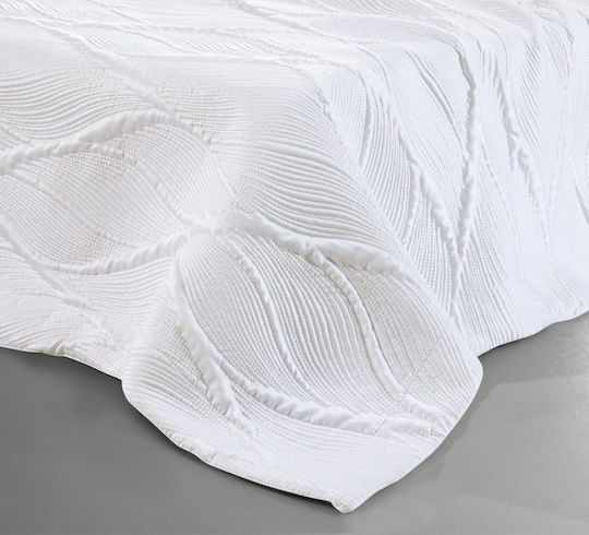 Liolios Home Set Coverlet Queen Size Microsatin White 250x240cm 3pcs