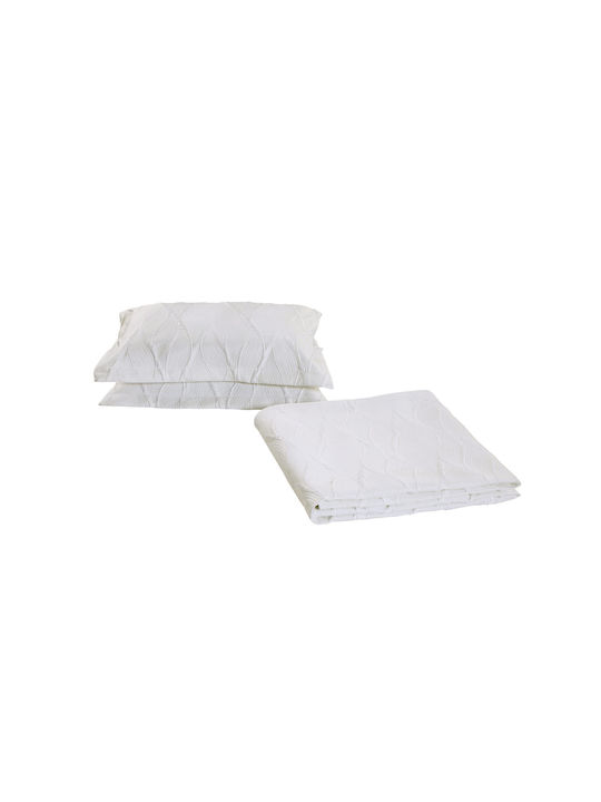 Liolios Home Set Coverlet Queen Size Microsatin White 250x240cm 3pcs
