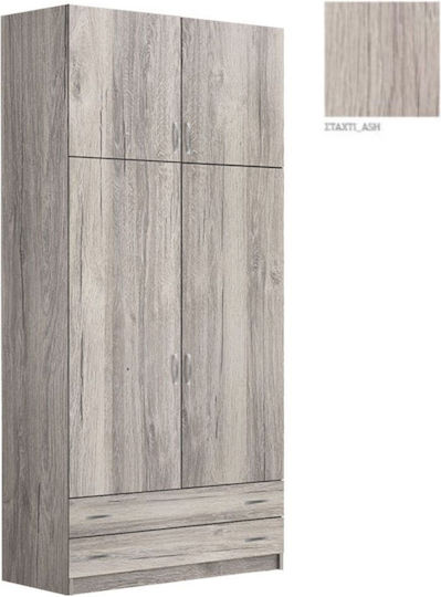 Economy Δίφυλλη Ντουλάπα Σταχτί 90x60x180cm