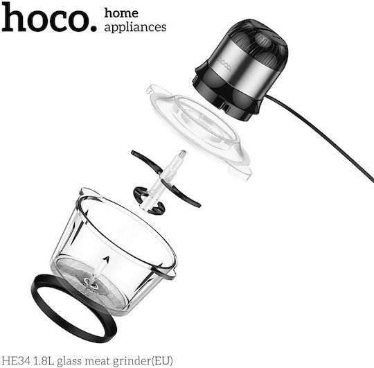 Hoco Mini Chopper Multi 300W mit Behälter 1,8l Schwarz