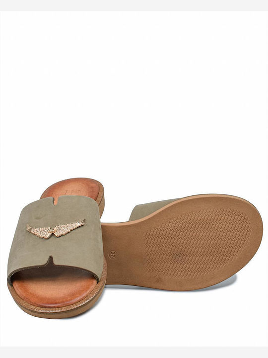 Women's Flat Sandals in Green Color
