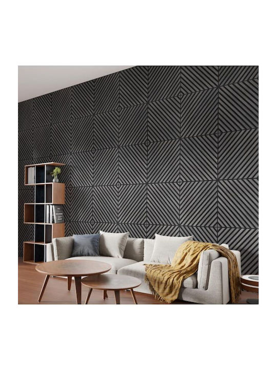 Panouri Decorative 3D Din MDF Cu Filet Cu Adeziv Gri 60x60x2cm