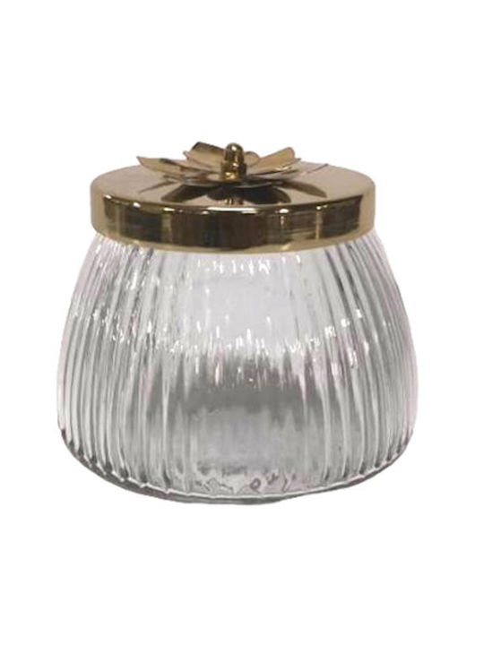 Karvounis Glass Sweet Jar with Lid Gold 15.5x15.5x15.5cm