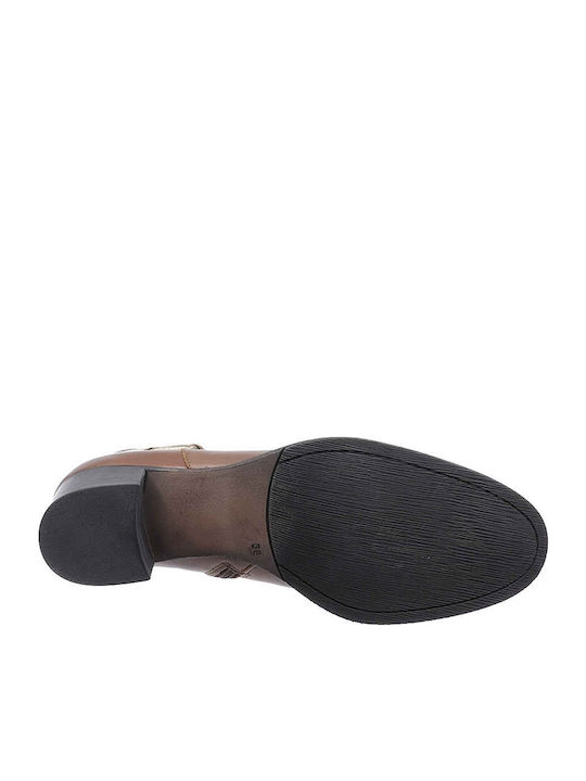 Leder Stiefeletten Damen Tabac Braun