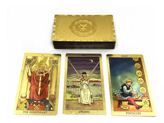 78 Illustrated Golden Tarot Cards Fool Golden Tarot Card Set