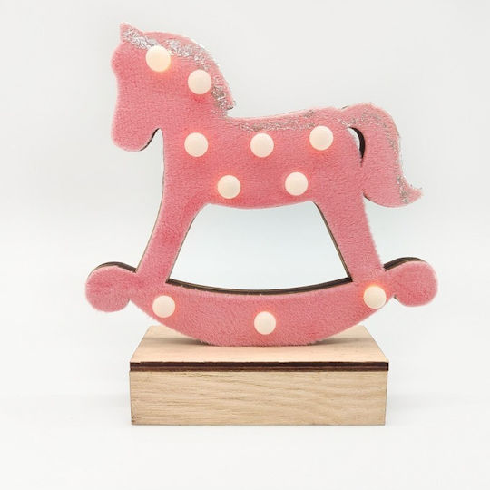 Aca Осветена Коледна Фигура Кон Сиво Височина 17см. Wooden Grey Horse
