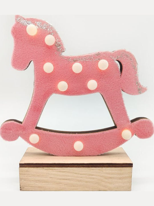 Aca Illuminated Christmas Wooden Figure Height 17cm Wooden Pink Horse