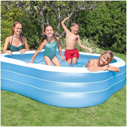 Intex Swim Center Children's Square Swimming Pool 1250lt Inflatable 229x229x56cm Blue