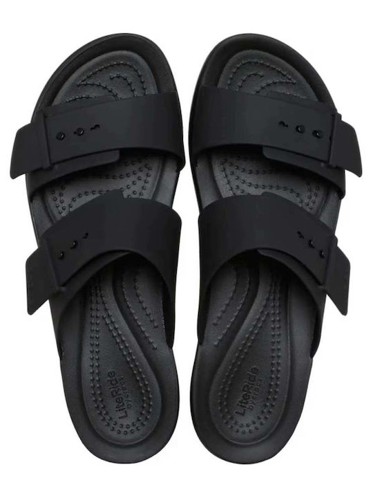 Brooklyn Buckle Low Σαγιονάρες σε στυλ Πέδιλα με Πλατφόρμα σε Μαύρο Χρώμα