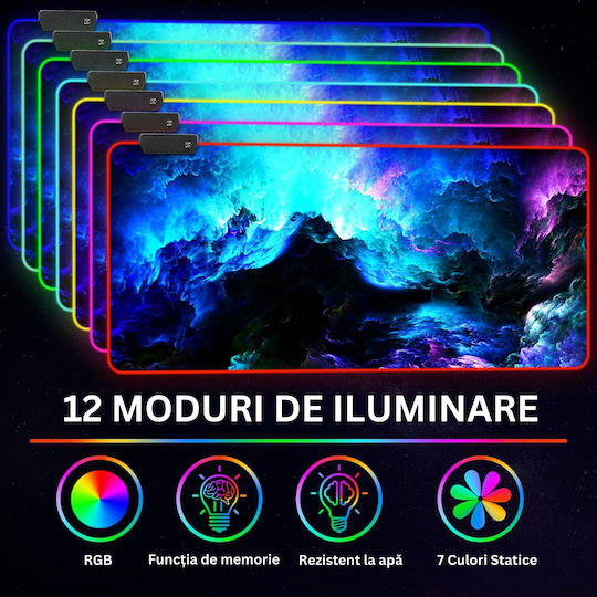 Wave Pattern Gaming Mouse Pad XXL (800mm) με RGB Φωτισμό μέσω USB ED314
