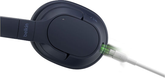 Belkin Soundform Surround Wireless / Wired Over Ear Headphones with 60 hours of Operation and Quick Charge Blue