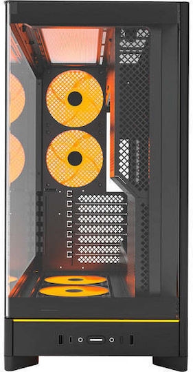Montech HS02 PRO Геймърско Midi Tower Компютърна Кутия с Страничен Прозорец и RGB Осветление Черен