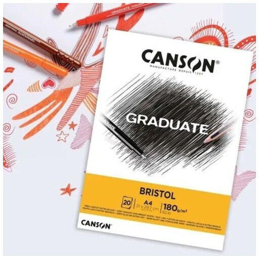 Canson Μπλοκ Σχεδίου Graduate Bristol Canson A4 180gr 20φύλλα A4 21x29.7cm