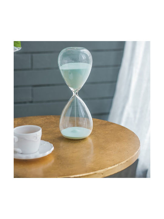 Artekko Decorative Hourglass In Light Blue Color 9x9x25.5cm. Office Hourglass Decoration from Glass 9x9x25.5cm in Light Blue color
