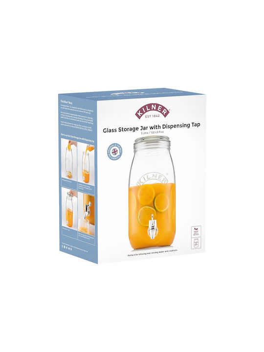 KIlner Βάζο Γενικής Χρήσης με Αεροστεγές Καπάκι Γυάλινο Διάφανο 3000ml