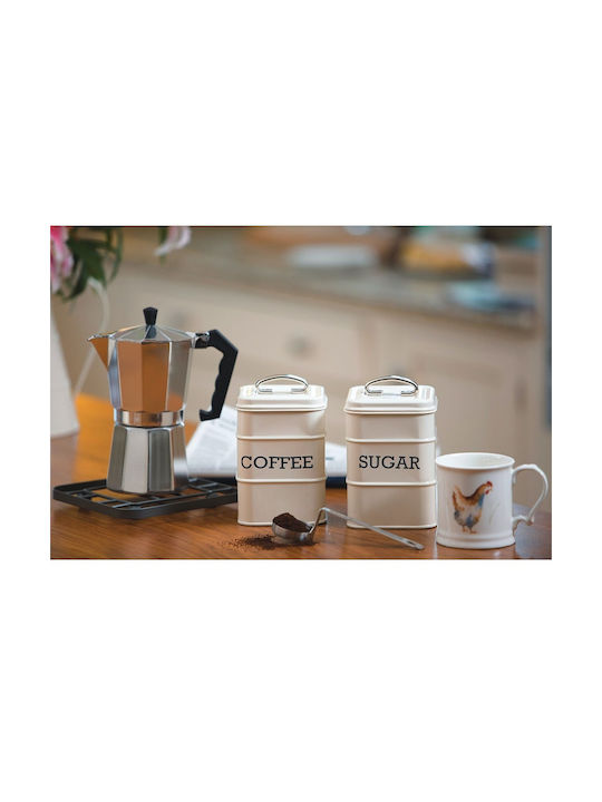 Kitchen Craft Living Nostalgia Βάζο για Ζάχαρη με Καπάκι Μεταλλικό Μπεζ 11x11x17cm