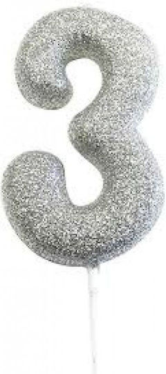 Birthday Candle Number "3" in Silver Color AHC40-3