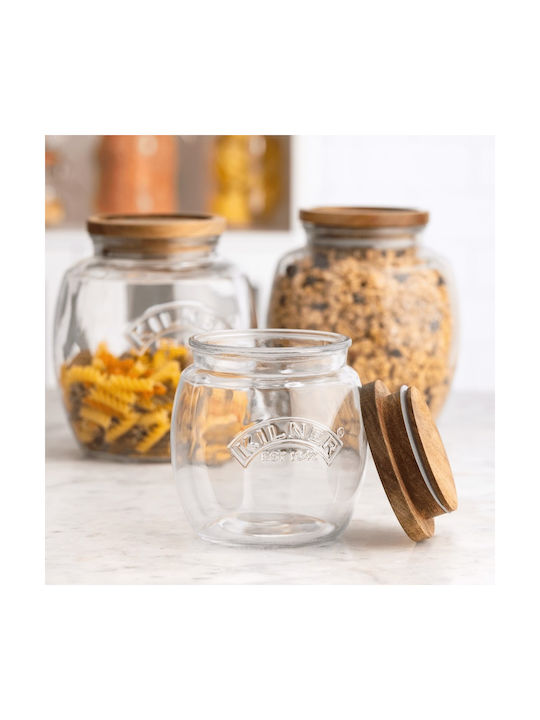 KIlner Βάζο Γενικής Χρήσης με Καπάκι Ξύλινο Διάφανο 2000ml