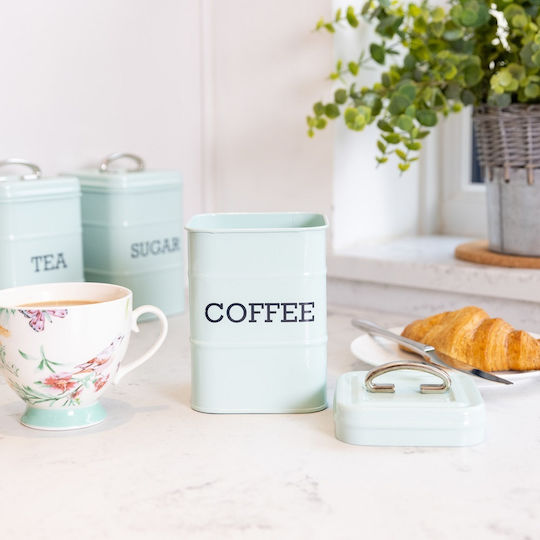Kitchen Craft Living Nostalgia Coffee Jar with Lid Metallic Blue 11x11cm