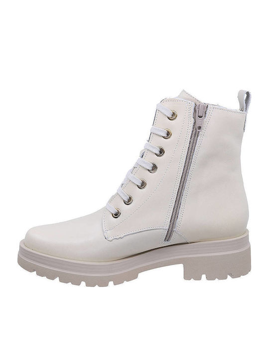 Leder Stiefeletten Damen Beige