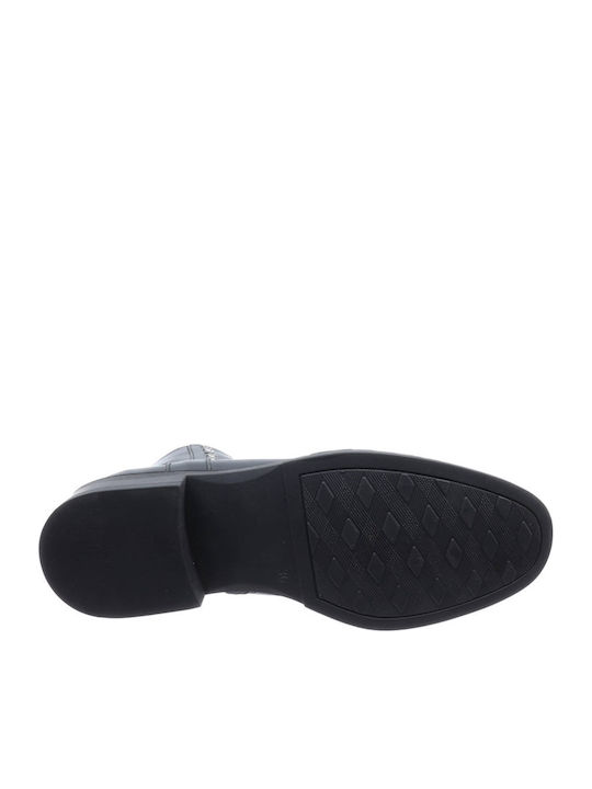 Leder Stiefeletten Damen Schwarz