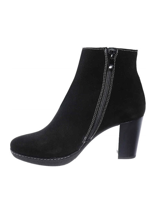 Leder Stiefeletten Damen Schwarz