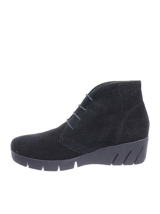 Leder Stiefeletten Damen Schwarz