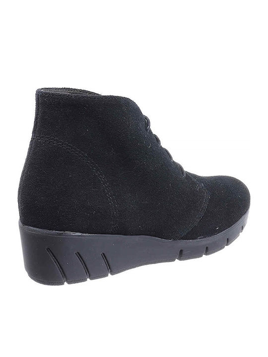 Leder Stiefeletten Damen Schwarz