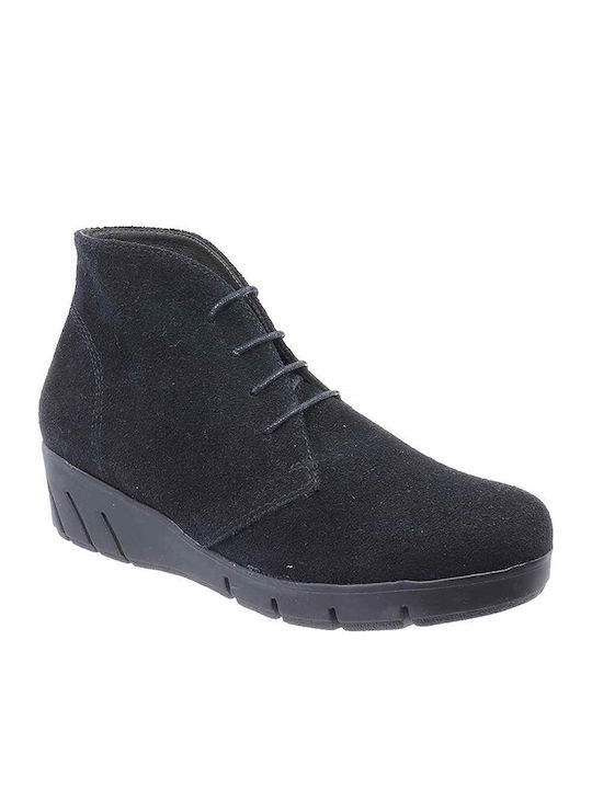 Leder Stiefeletten Damen Schwarz