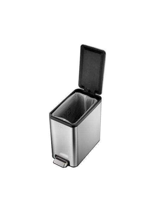 Eko Coș Eco Slim De Gunoi Din Oțel Inoxidabil Cu Pedală Argintiu Mat 45lt