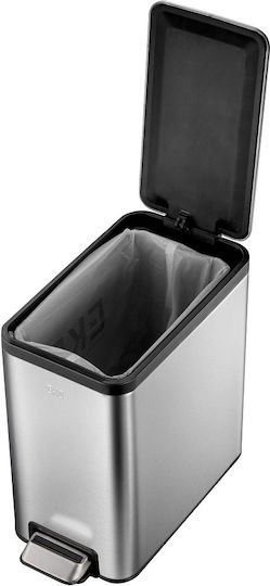 Eko Κάδος Eco Slim Απορριμμάτων από Ανοξείδωτο Ατσάλι με Πεντάλ Silver Matt 45lt