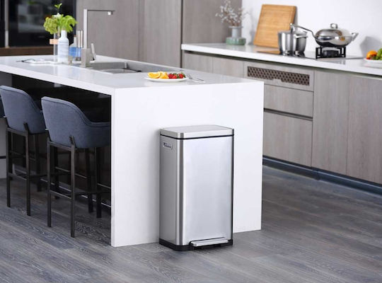 Eko Coș De Gunoi X-Cube VB 936840 De Reciclare Din Oțel Inoxidabil Cu Pedală Alb 40lt