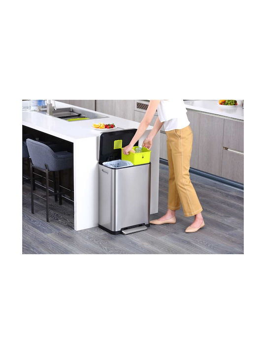 Eko Coș De Gunoi X-Cube VB 936840 De Reciclare Din Oțel Inoxidabil Cu Pedală Alb 40lt