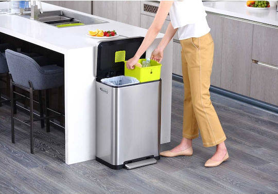 Eko Coș De Gunoi X-Cube VB 936840 De Reciclare Din Oțel Inoxidabil Cu Pedală Alb 40lt
