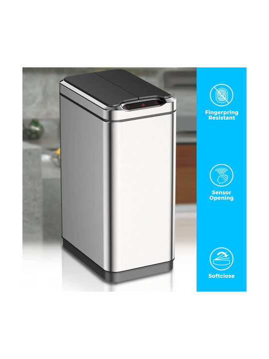Eko Phantom Coș de Gunoi din Oțel Inoxidabil cu Senzor Gri 40lt 1buc