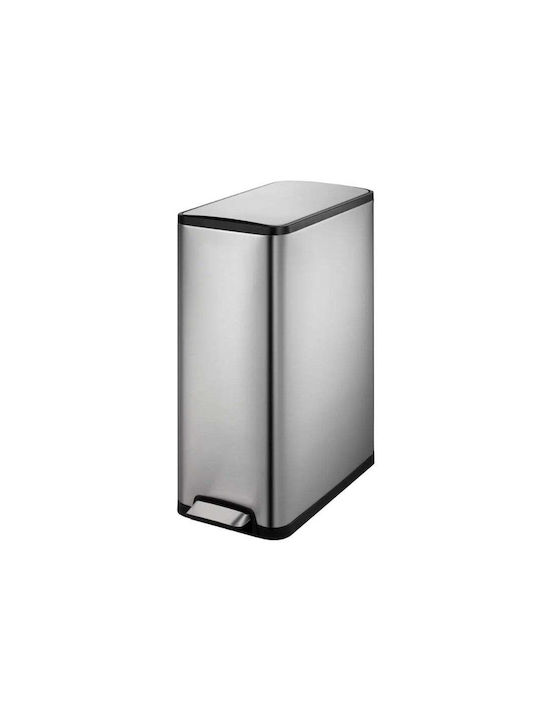 Eko Eco Slim Abfalleimer Recycling aus Edelstahl mit Pedal Silver Matt 40Es 1Stück