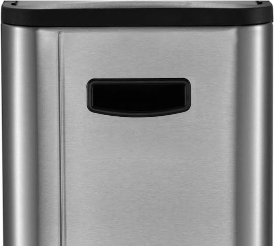 Eko Κάδος Eco Slim Απορριμμάτων από Ανοξείδωτο Ατσάλι με Πεντάλ Silver Matt 40lt