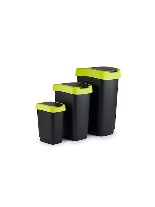 Trash Basket Swing Rotho Twist 50l Black-lime